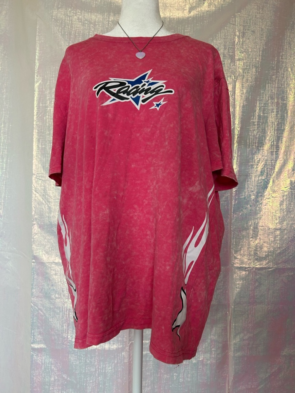 ROMWE Hot Pink Tie-Dye Racing Tee. Size L.